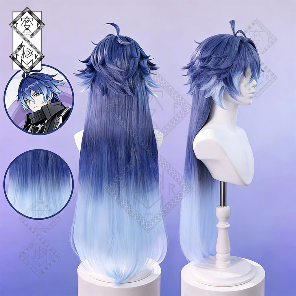 Genshin Impact Flins Cosplay Wig – Gradient Sideburns Short Wig | Realistic Synthetic Anime Wig