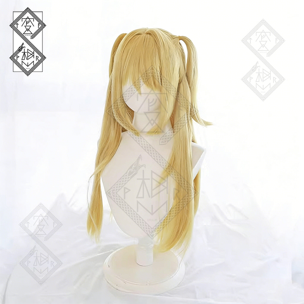 Death Note Misa Amane Cosplay Wig Blonde Anime Wig Heat Resistant Synthetic Hair for Halloween Costume Party