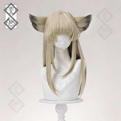 Arknights Endfield Perlica Cosplay Wig with Ears – Gradient Realistic Synthetic Hair