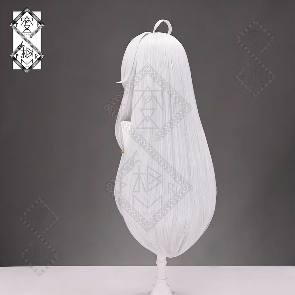 Wandering Witch: The Journey of Elaina Cosplay Wig Long White Hair Ahoge Braided Anime Wig Heat Resistant Fiber