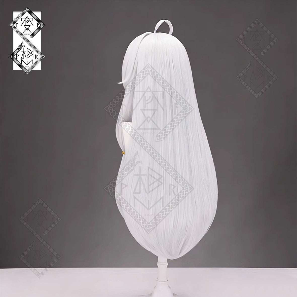 Wandering Witch: The Journey of Elaina Cosplay Wig Long White Hair Ahoge Braided Anime Wig Heat Resistant Fiber