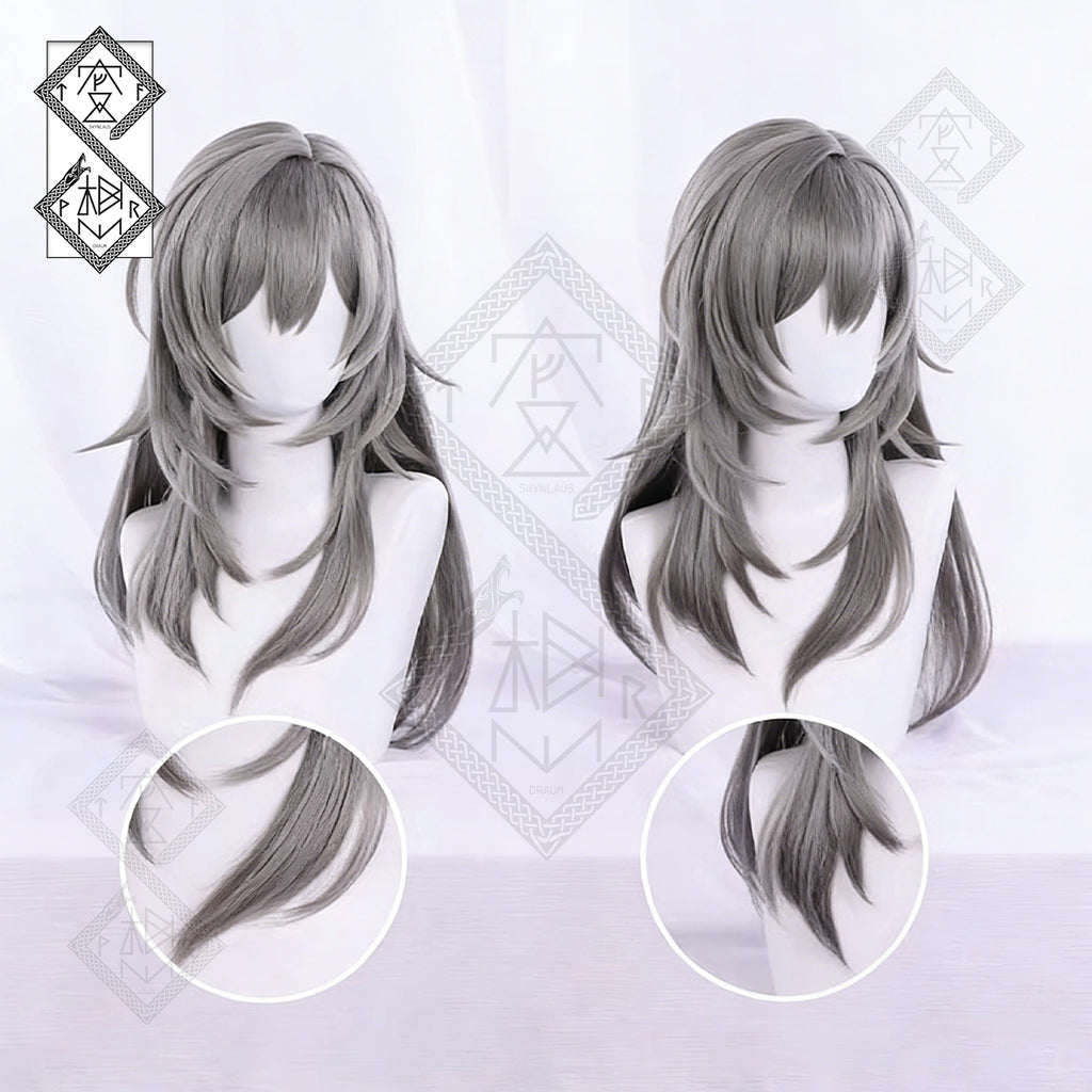 Honkai: Star Rail Stelle Cosplay Wig – Long Straight Silver Hair, Female Trailblazer Costume Prop(Solid Color Ver.1)