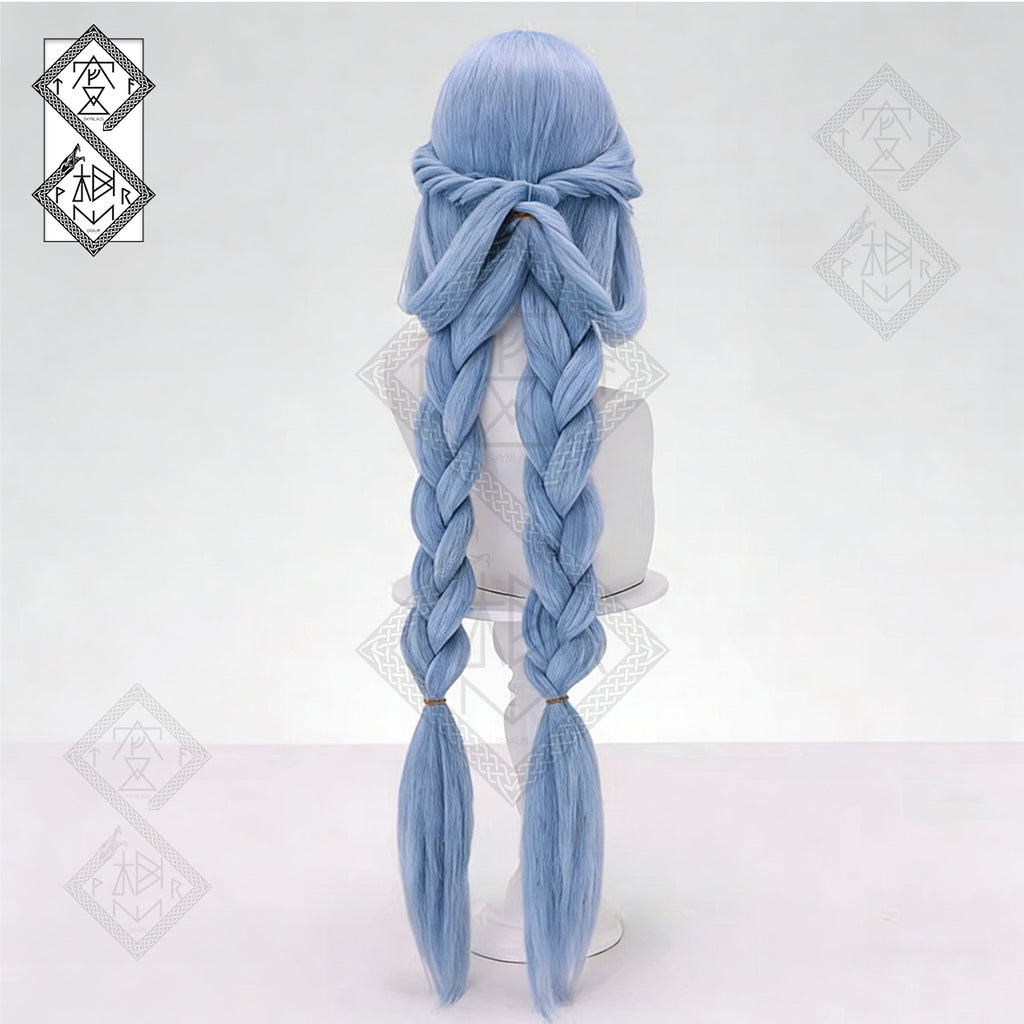Naraka Bladepoint Blue Dream- Blue Rabbit Cosplay Wig Twin Tails Braided Anime Wig Heat Resistant Fiber