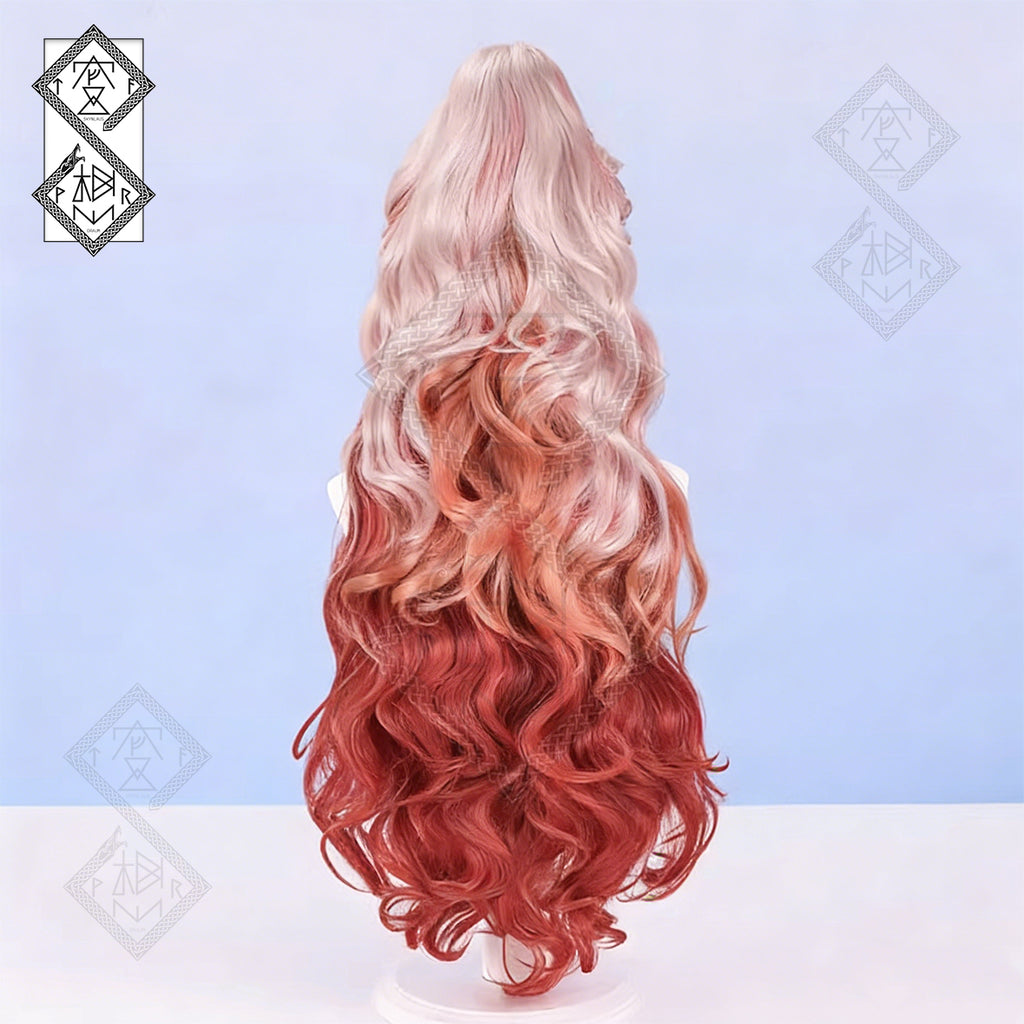 Arknights Haruka Cosplay Wig Gradient Wavy Curly Hair Heat Resistant Synthetic