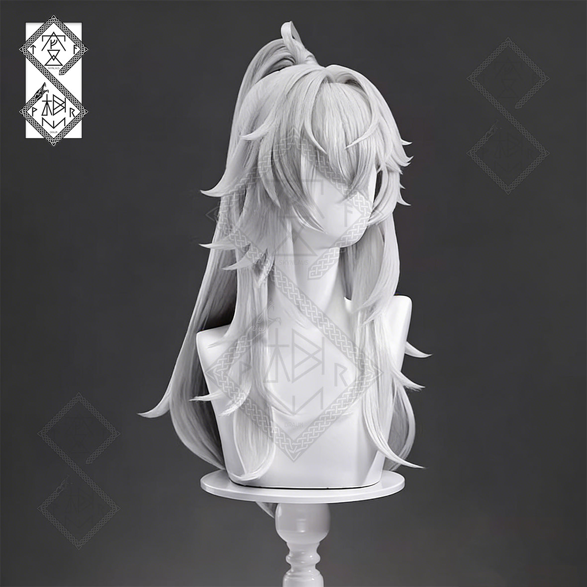 Honkai: Star Rail Jing Yuan Cosplay Wig – Long Silver Ponytail Wig, Heat-Resistant Synthetic Fiber for Men Costume