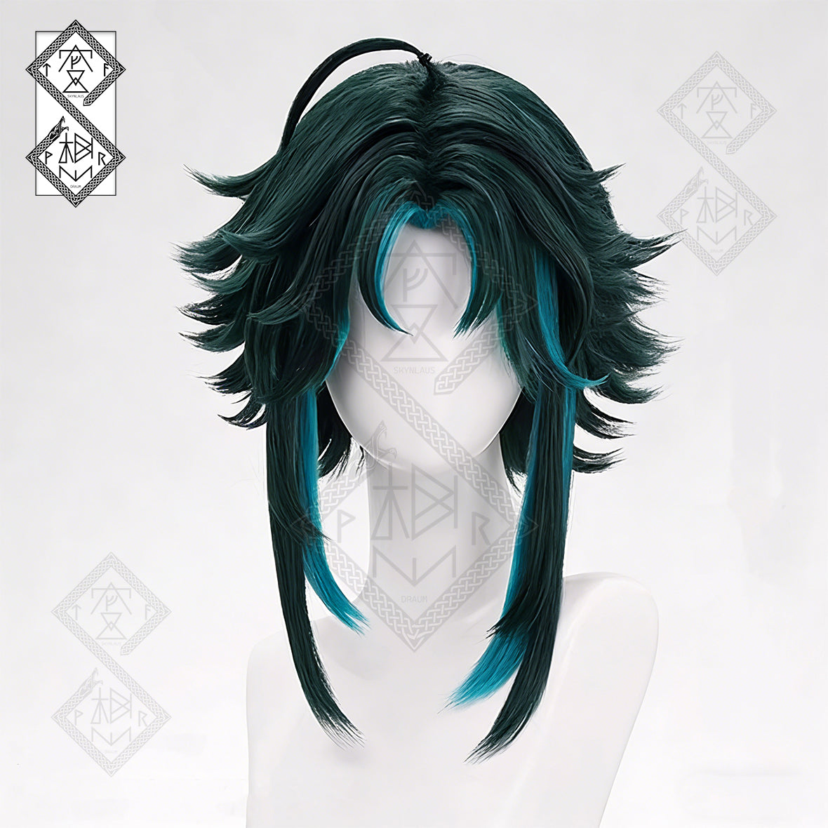 Genshin Impact Xiao Cosplay Wig – Custom Colored Middle Part Ponytail, Fluffy Top Standard Style, Heat-Resistant Synthetic Hair(Fluffy Top Style Ver.1)