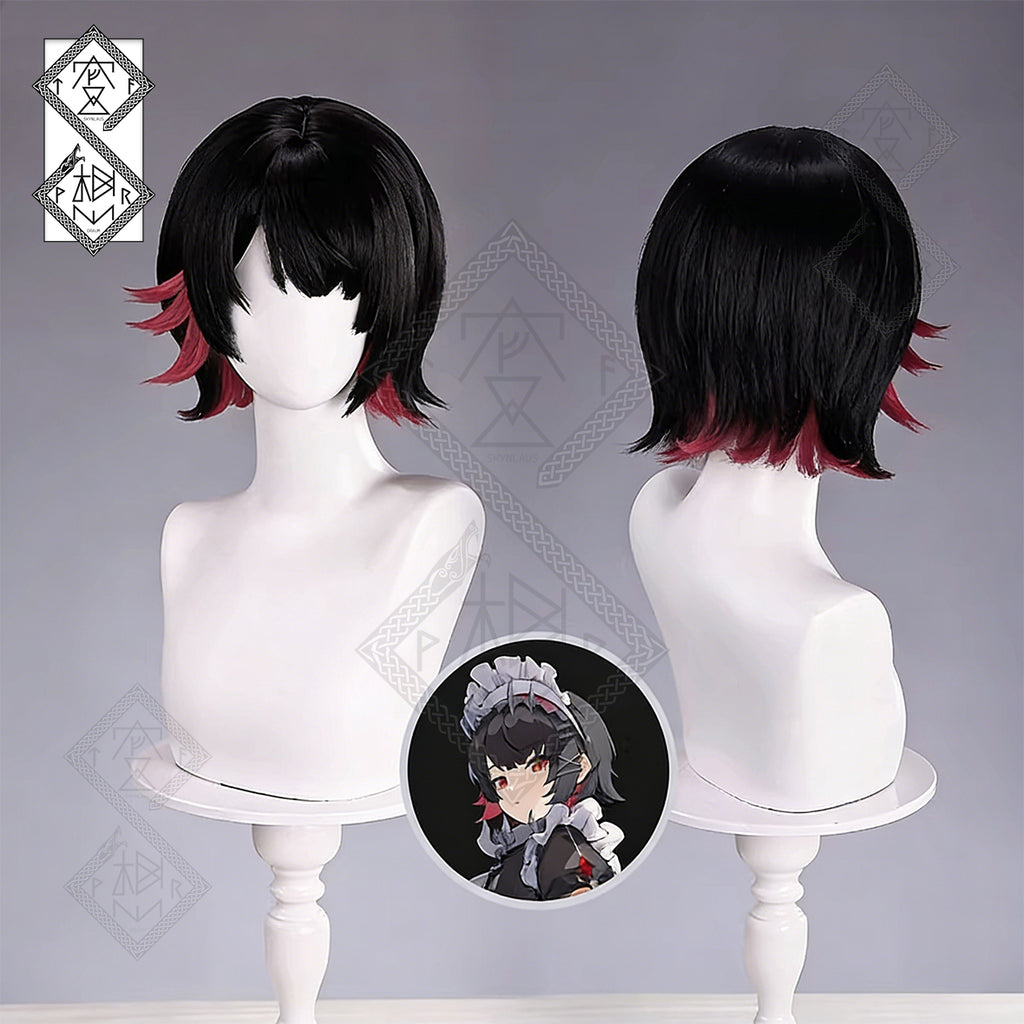 Zenless Zone Zero Ellen Joe Cosplay Wig – Shark Girl Black Red Highlight Wig | Anime Game Cosplay Hair | Heat Resistant Synthetic Wig for Halloween Costume Women Men