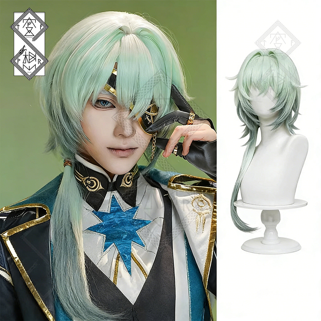Honkai: Star Rail Anaxa Cosplay Wig – Gradient Low Ponytail Anime Wig | Long Cosplay Hair Heat Resistant Synthetic Wig for Women Halloween Costume