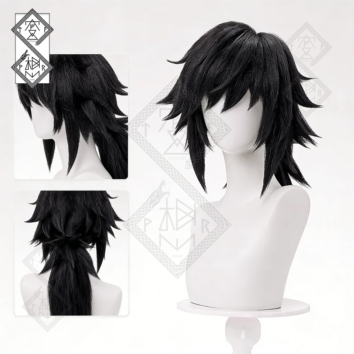 Demon Slayer Zenitsu Giyu Inosuke Cosplay Wig – Giyu Wig Fluffy Anime Wig | Kimetsu no Yaiba Cosplay Hair Heat Resistant for Halloween(Ver.1)