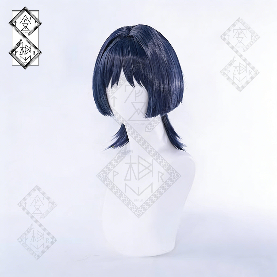 Genshin Impact Wanderer Scaramouche Cosplay Wig – Gray Blue Highlight Anime Wig | Inazuma Cosplay Hair Heat Resistant Synthetic Wig for Halloween
