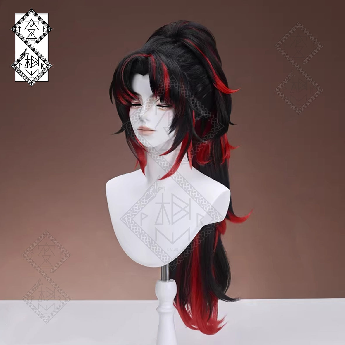 Demon Slayer Yoriichi Tsugikuni Cosplay Wig – Anime Wig with Front Hair & Tiger-Claw Clip