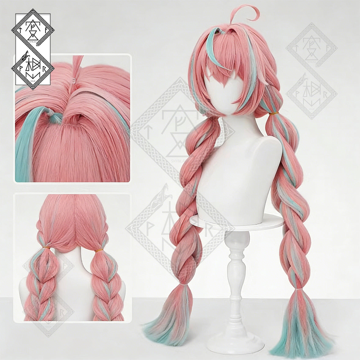 Genshin Impact Varesa Cosplay Wig – Twin Tail Braided Anime Wig with Volume