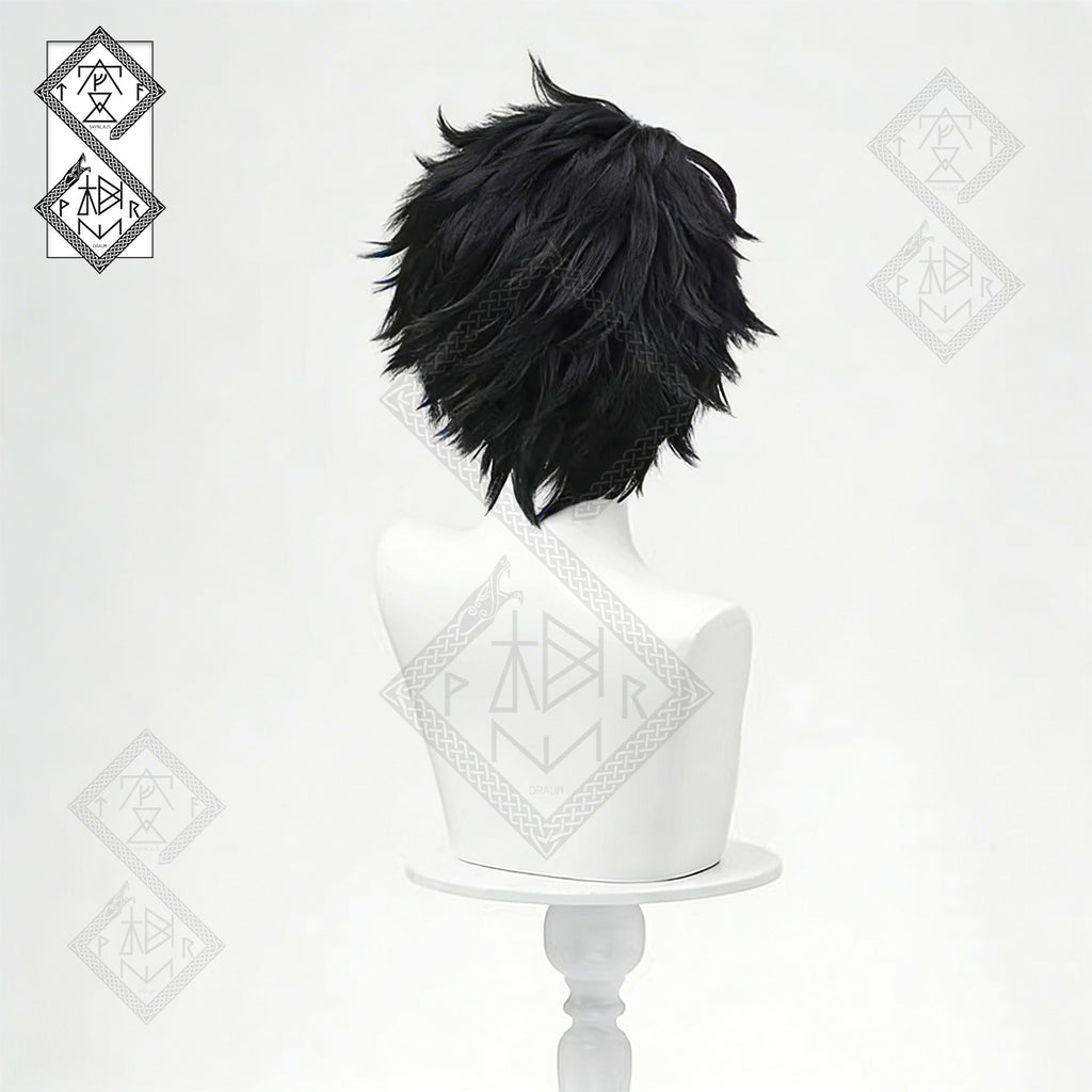 Identity V Seer Noir Cosplay Wig – Black White Short Teased Anime Wig