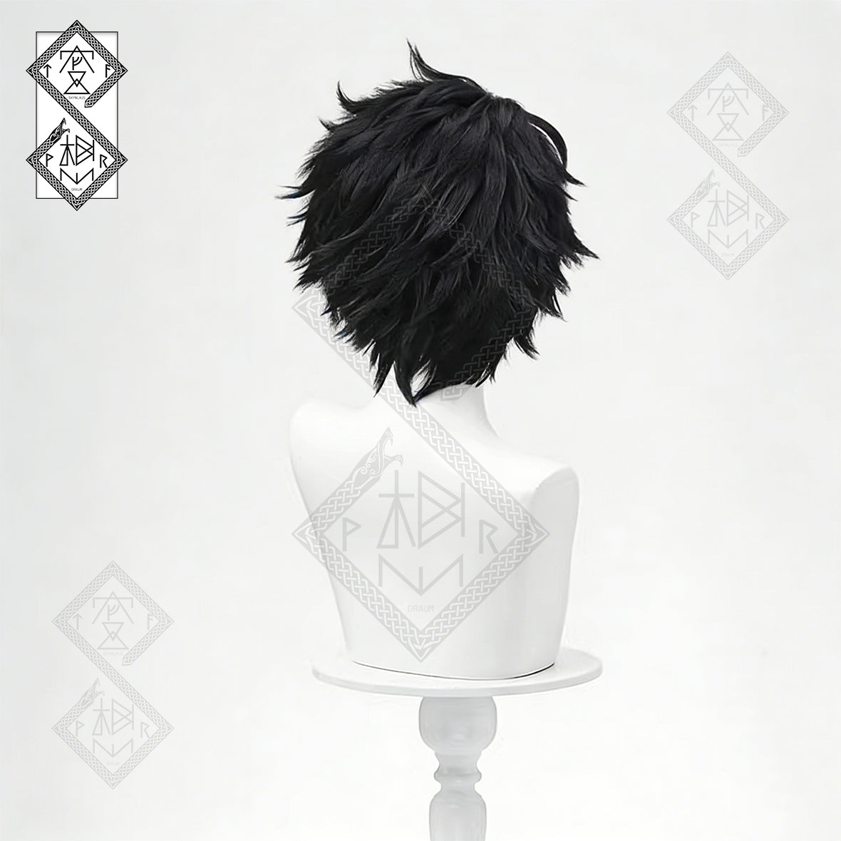 Identity V Seer Noir Cosplay Wig – Black White Short Teased Anime Wig