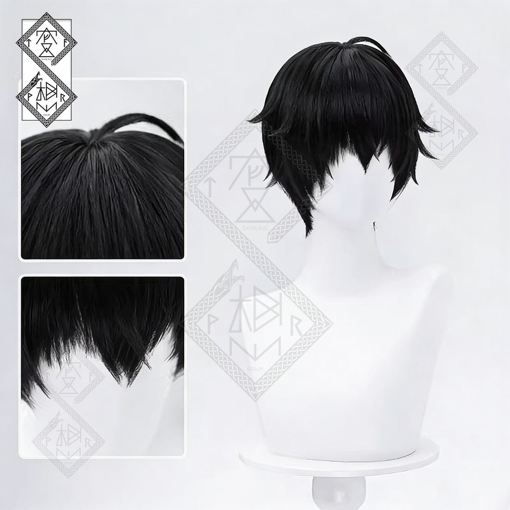 Sword Art Online Kirito Cosplay Wig – Short Black Anime Wig with Realistic Scalp Bangs