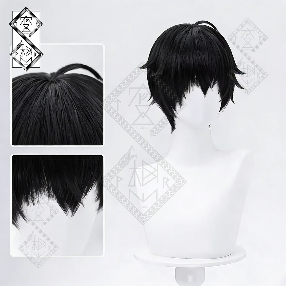 Sword Art Online Kirito Cosplay Wig – Short Black Anime Wig with Realistic Scalp Bangs