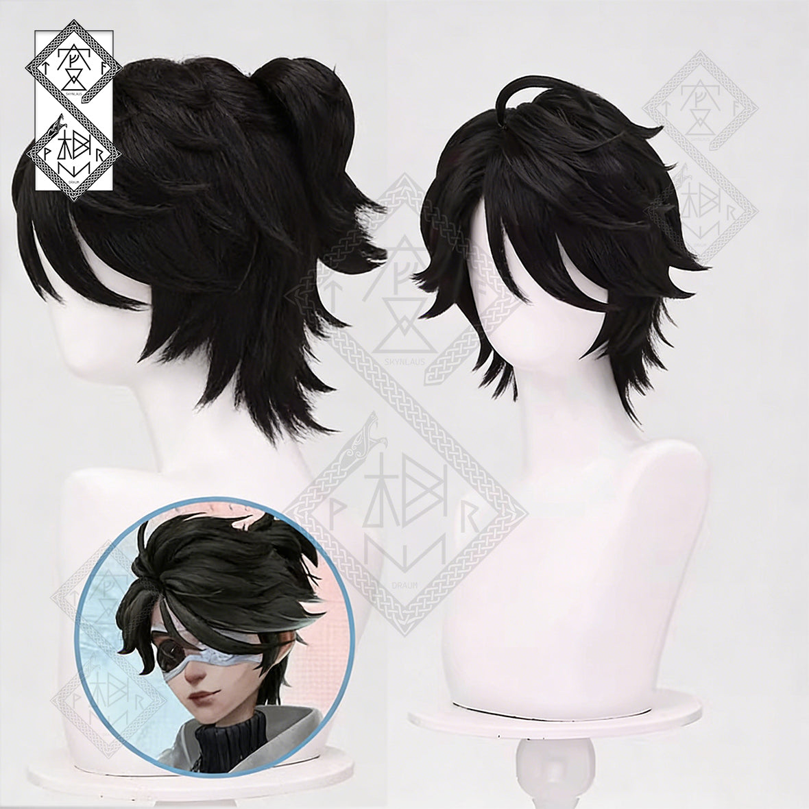 Identity V Prisoner Cosplay Wig – Black Split Ponytail Wig with Clip (Esports Ver.)