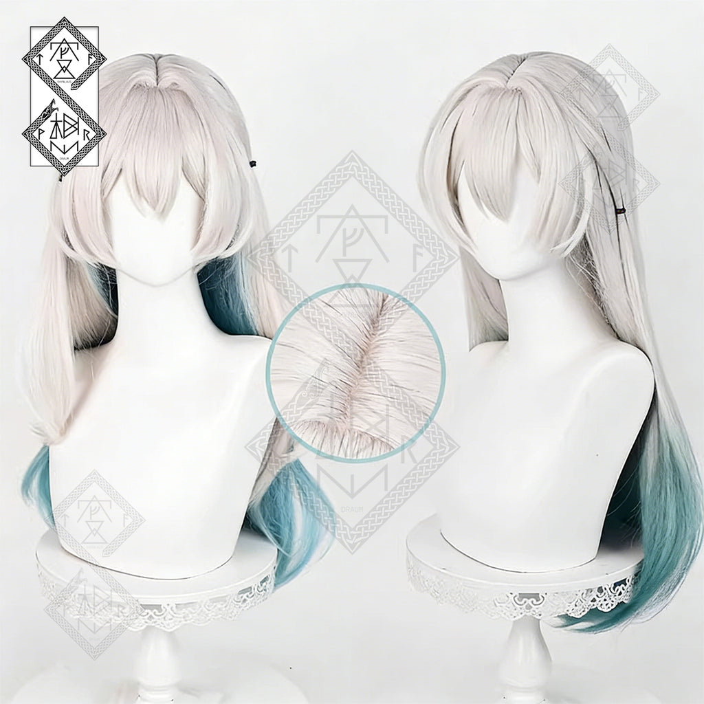 Honkai: Star Rail Firefly Cosplay Wig – Ombre Gradient Two-Tone Hair, Realistic Hairline, Heat Resistant(Style 1 - Two-tone Gradient)