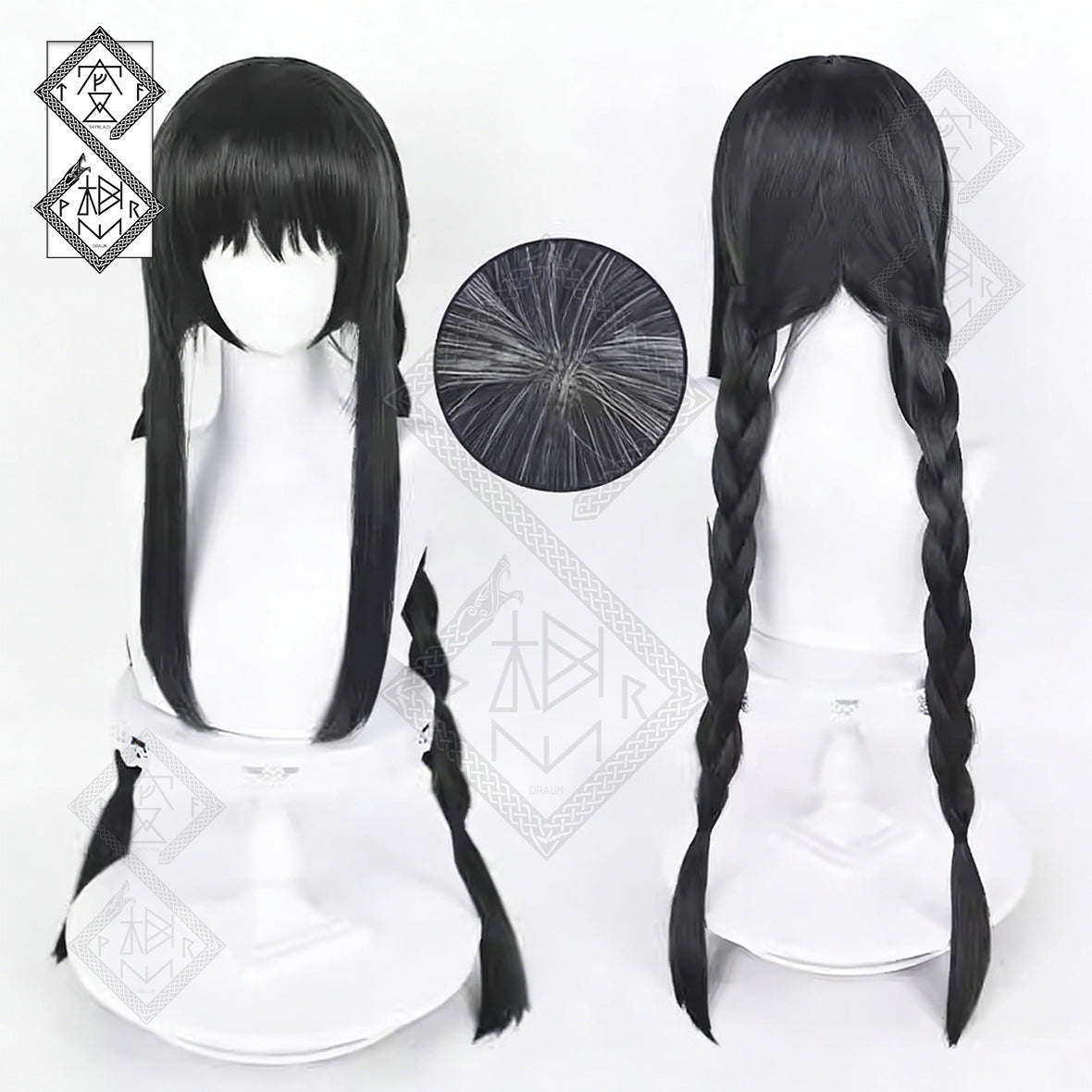Puella Magi Madoka Magica Homura Akemi Cosplay Wig – Realistic Braided Hair(Double Braids Style)