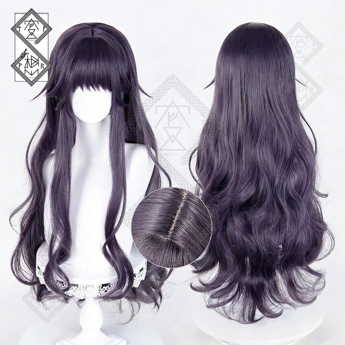 Kaoruko Waguri Cosplay Wig The Fragrant Flower Blooms with Dignity Anime Wig Long Gray Purple Synthetic Hair Heat Resistant for Halloween Costume Party（Style 1: Basic Version）