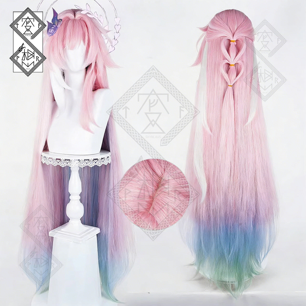 Honkai: Star Rail Cyrene Cosplay Wig – Mixed Color Fluffy Anime Hair Wig(Ver.2 Upgraded Two-Tone)