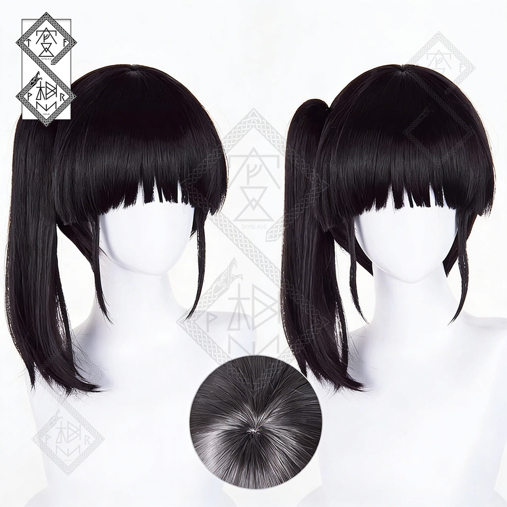 Kanao Tsuyuri Cosplay Wig – Demon Slayer Brown Black Ponytail Anime Wig Heat Resistant Synthetic Hair(Ver.2)