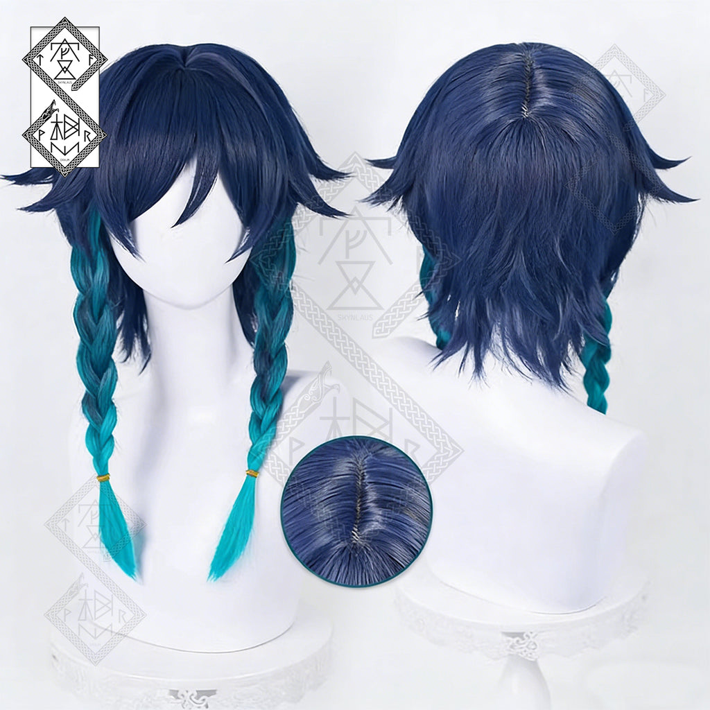 Genshin Impact Venti Cosplay Wig – Pre-Styled Bangs, No Cutting Required, Natural Looking Synthetic Hair for Halloween & Anime Cosplay(Ver.1 Scalp Top)