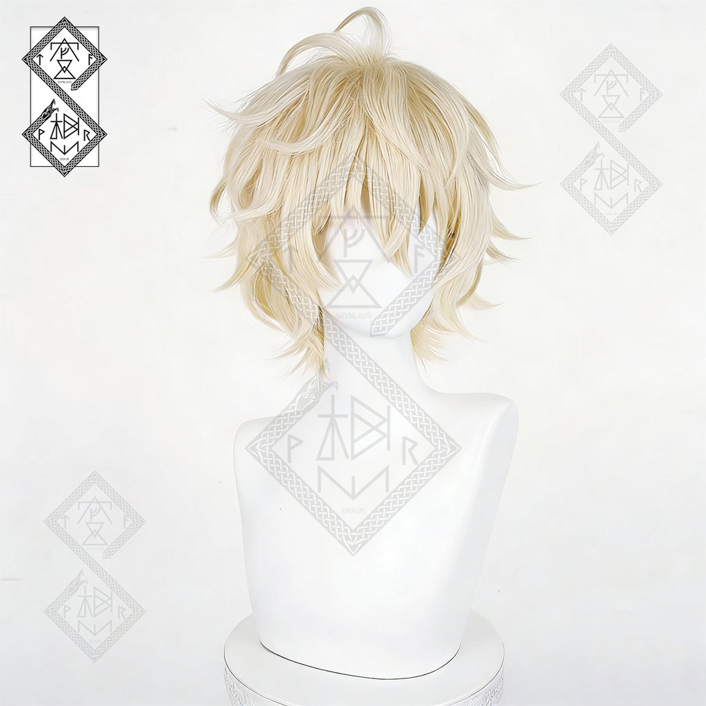 Seraph of the End Mikaela Hyakuya Cosplay Wig – Light Blonde Flipped Anime Hair, 2 Versions(Ver.1 Fluffy Top)