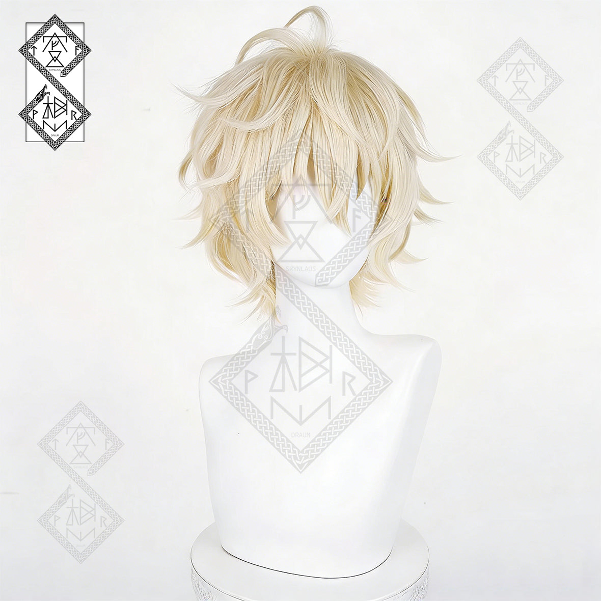 Seraph of the End Mikaela Hyakuya Cosplay Wig – Light Blonde Flipped Anime Hair, 2 Versions(Ver.1 Fluffy Top)