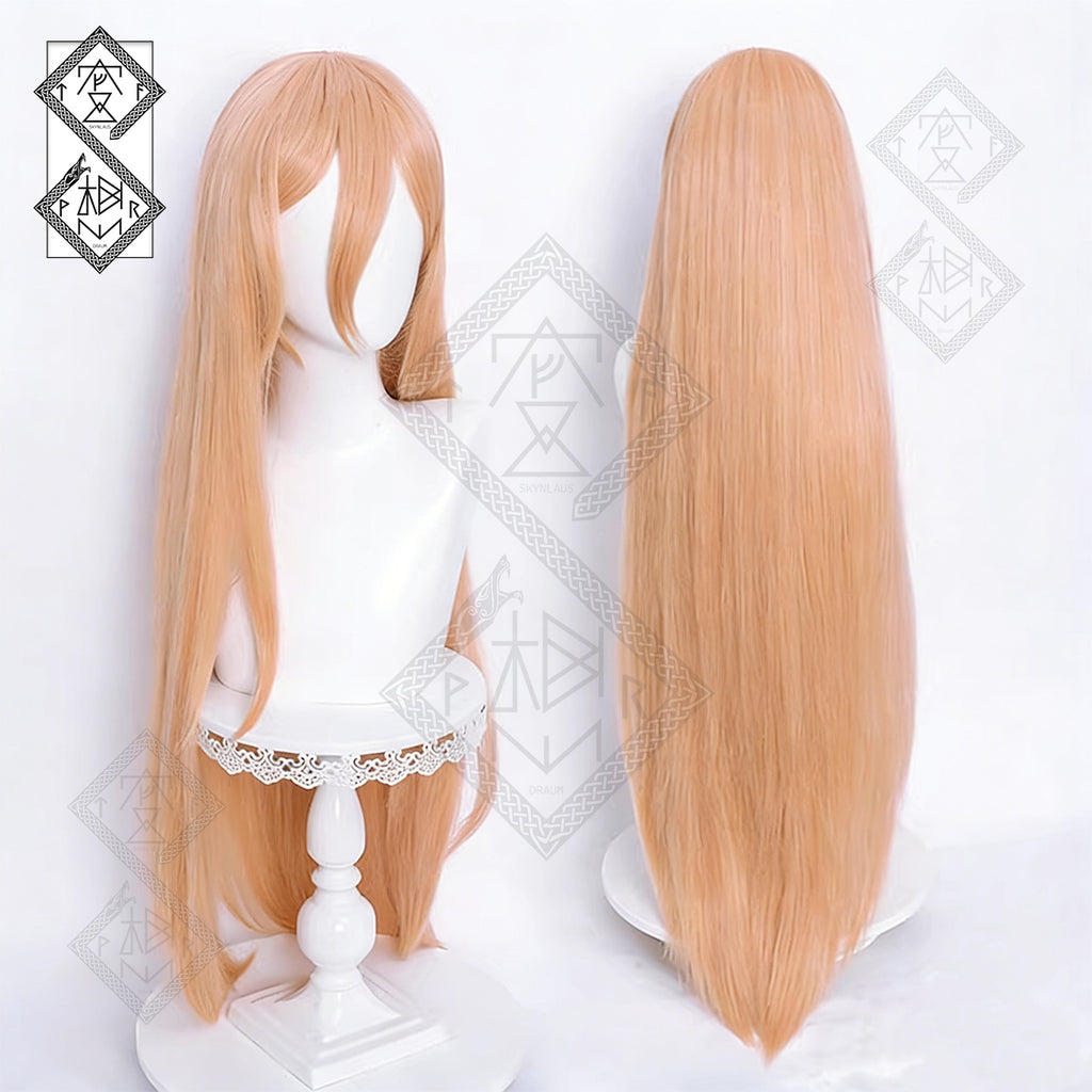 Chainsaw Man Power Cosplay Wig – Custom Blended Color, Smooth & Easy Styling(Ver.1 Apricot Orange)