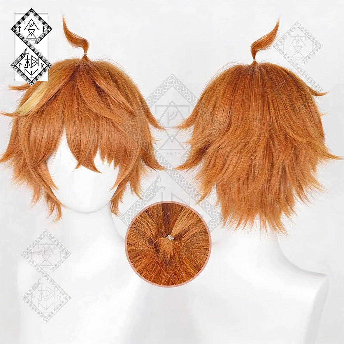 Genshin Impact Tartaglia Childe Cosplay Wig – Short Spiky Hair, Fatui Style, Heat Resistant Synthetic Hair(Ver.1 Fluffed Top)