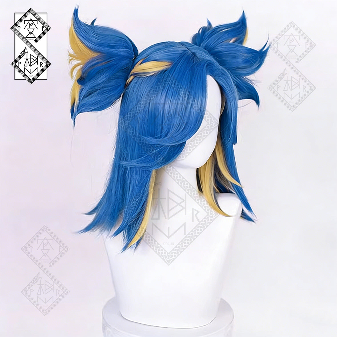 Valorant Neon Cosplay Wig – Half-Up Hair with Flower-Shaped Ponytail Clipped at Scalp, Heat Resistant Synthetic Hair for Cosplay