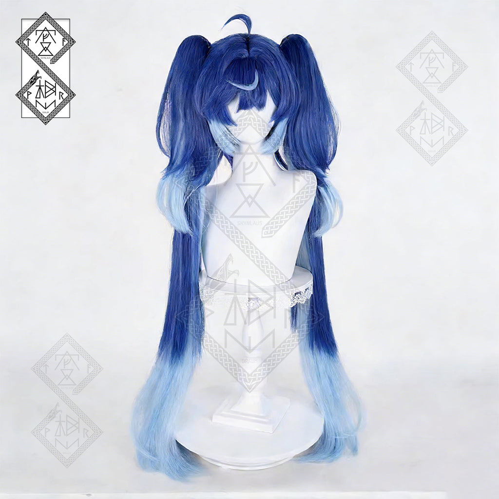 Genshin Impact Iuno Cosplay Wig - Twin Tails with Tiger-Claw Clips, Heat Resistant Synthetic Hair