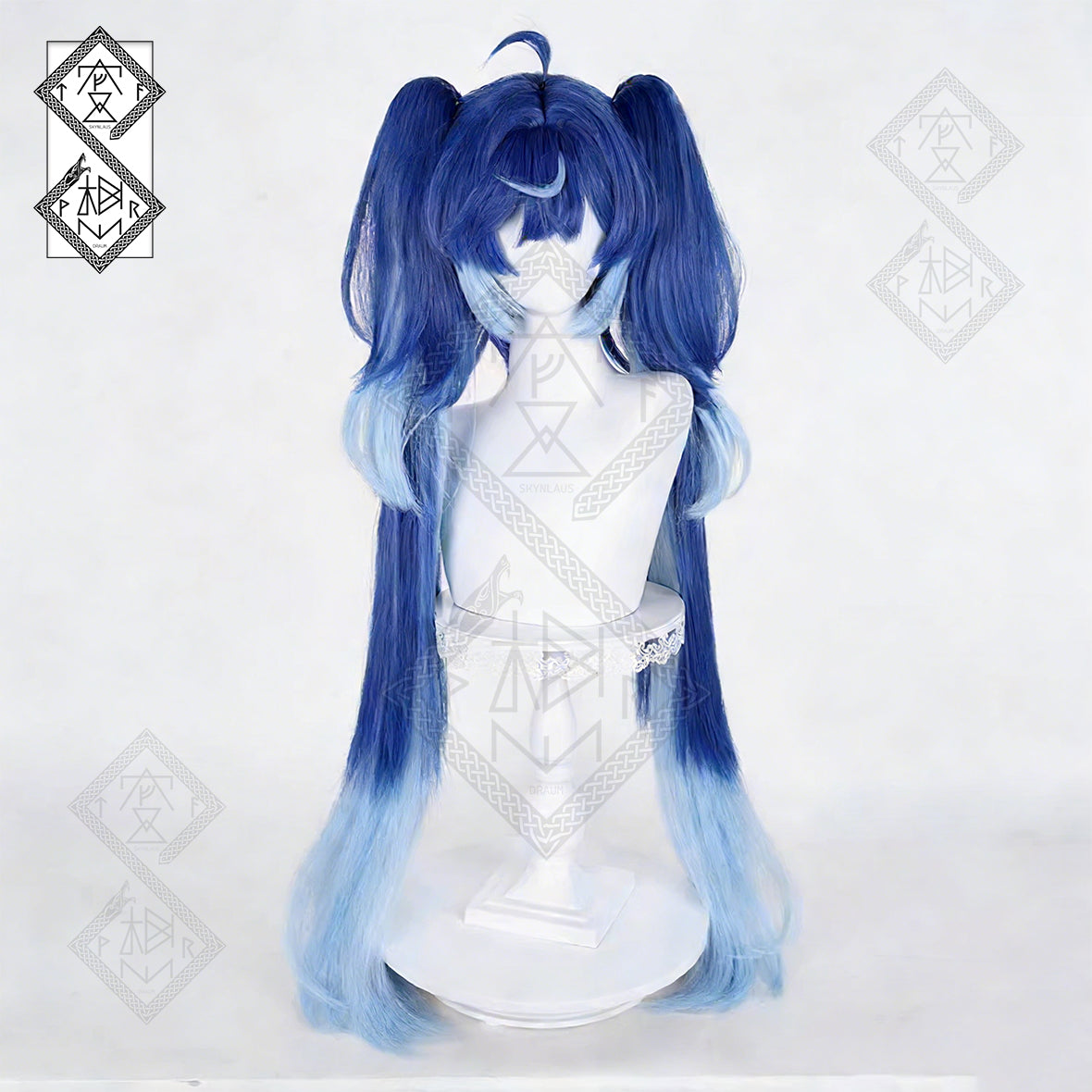 Genshin Impact Iuno Cosplay Wig - Twin Tails with Tiger-Claw Clips, Heat Resistant Synthetic Hair