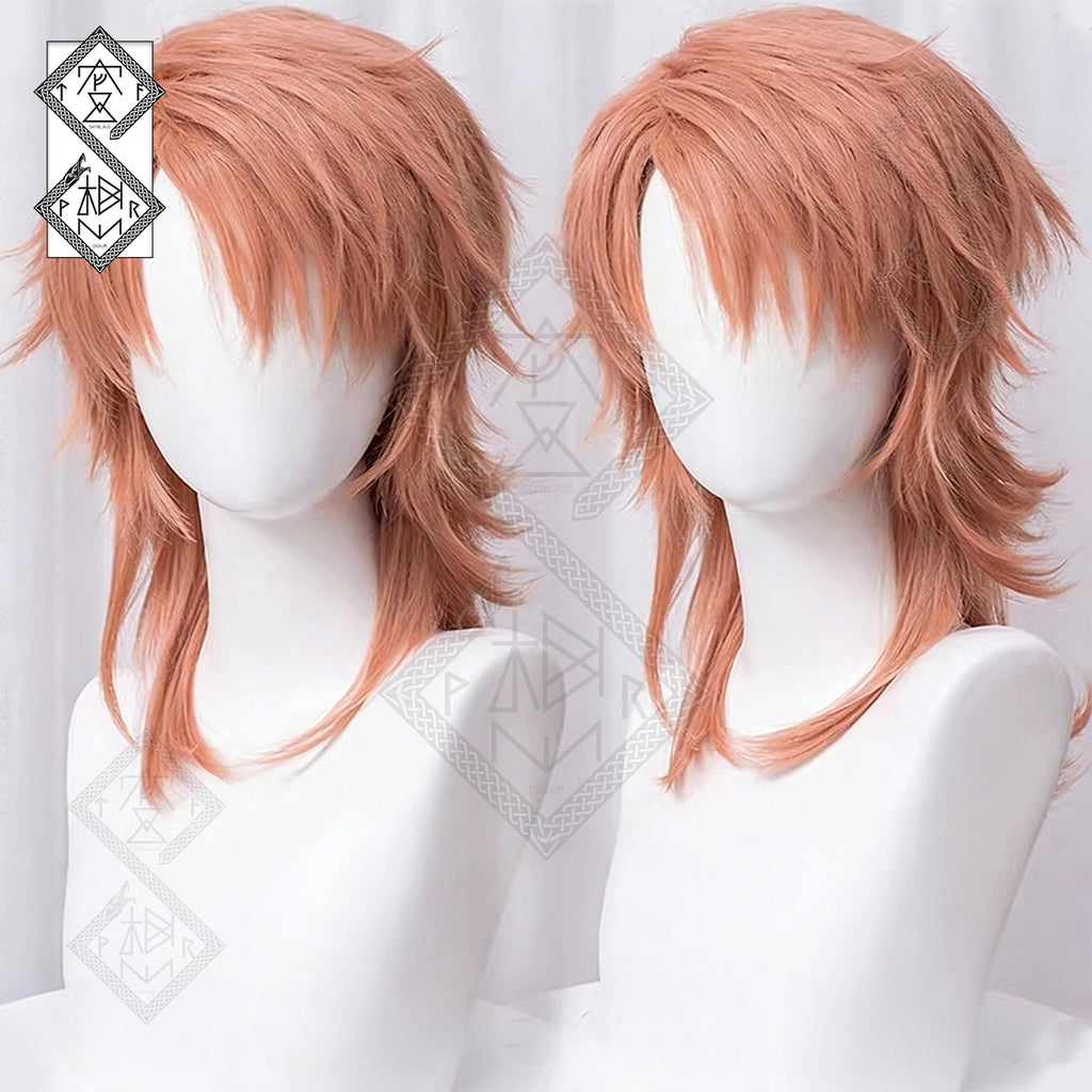 Demon Slayer Sabito Cosplay Wig - Orange-Pink Layered Spiky Short Hair, 3 Styles(Basic Ver.1)