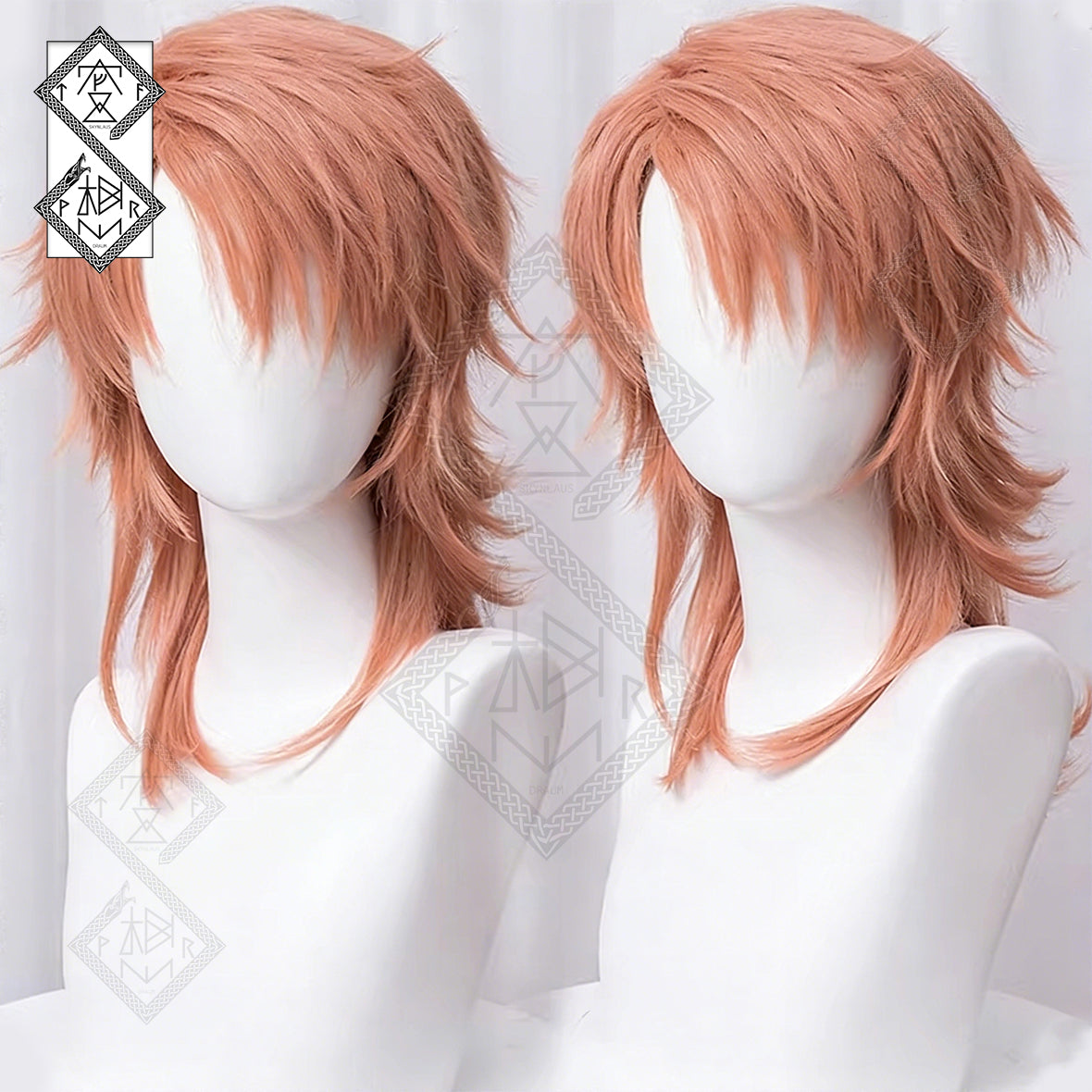 Demon Slayer Sabito Cosplay Wig - Orange-Pink Layered Spiky Short Hair, 3 Styles(Basic Ver.1)