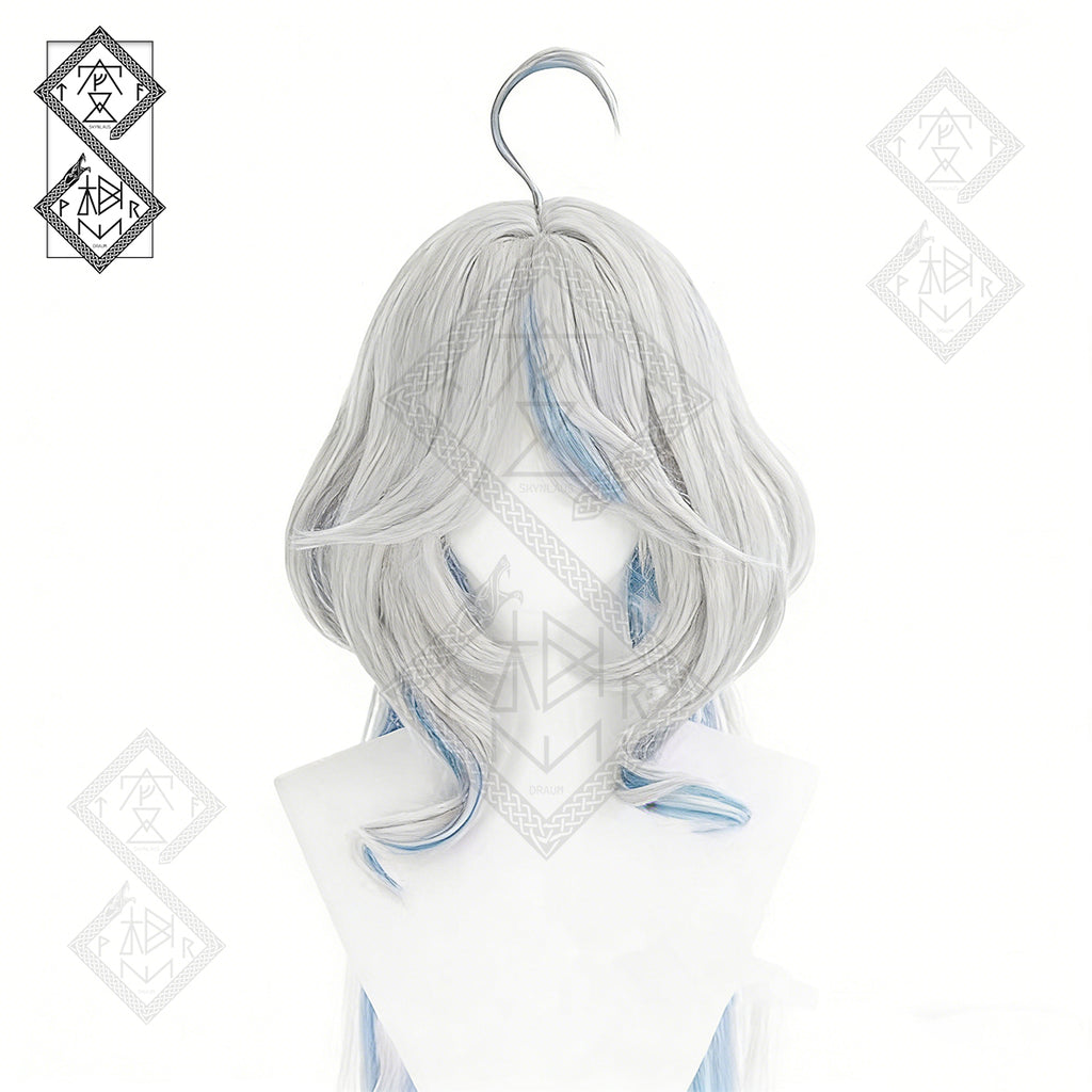 Genshin Impact Furina Cosplay Wig Focalors Hydro Archon Long Blue Gradient Hair Heat Resistant Costume Wig(Style 2 Silver White Wig)