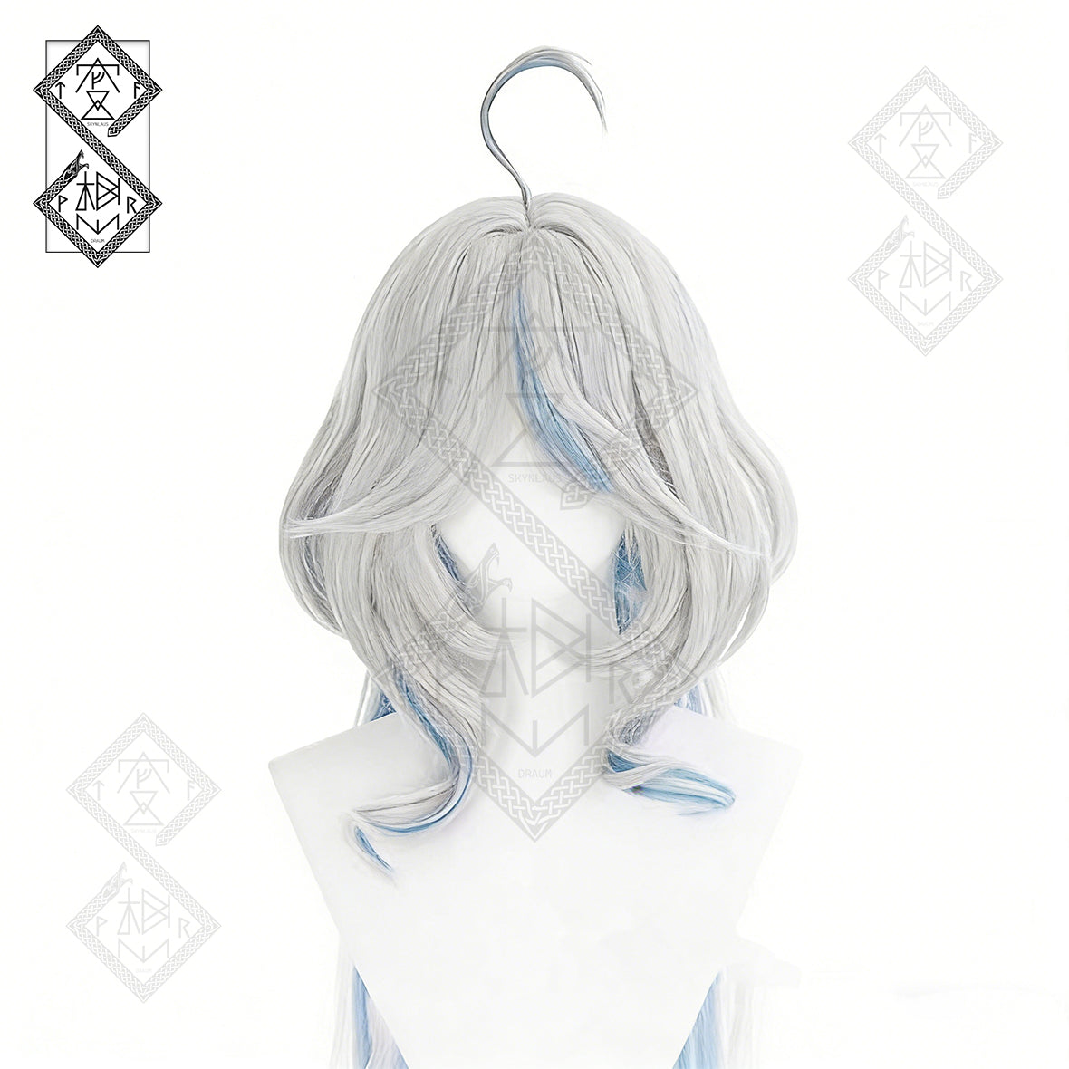Genshin Impact Furina Cosplay Wig Focalors Hydro Archon Long Blue Gradient Hair Heat Resistant Costume Wig(Style 2 Silver White Wig)
