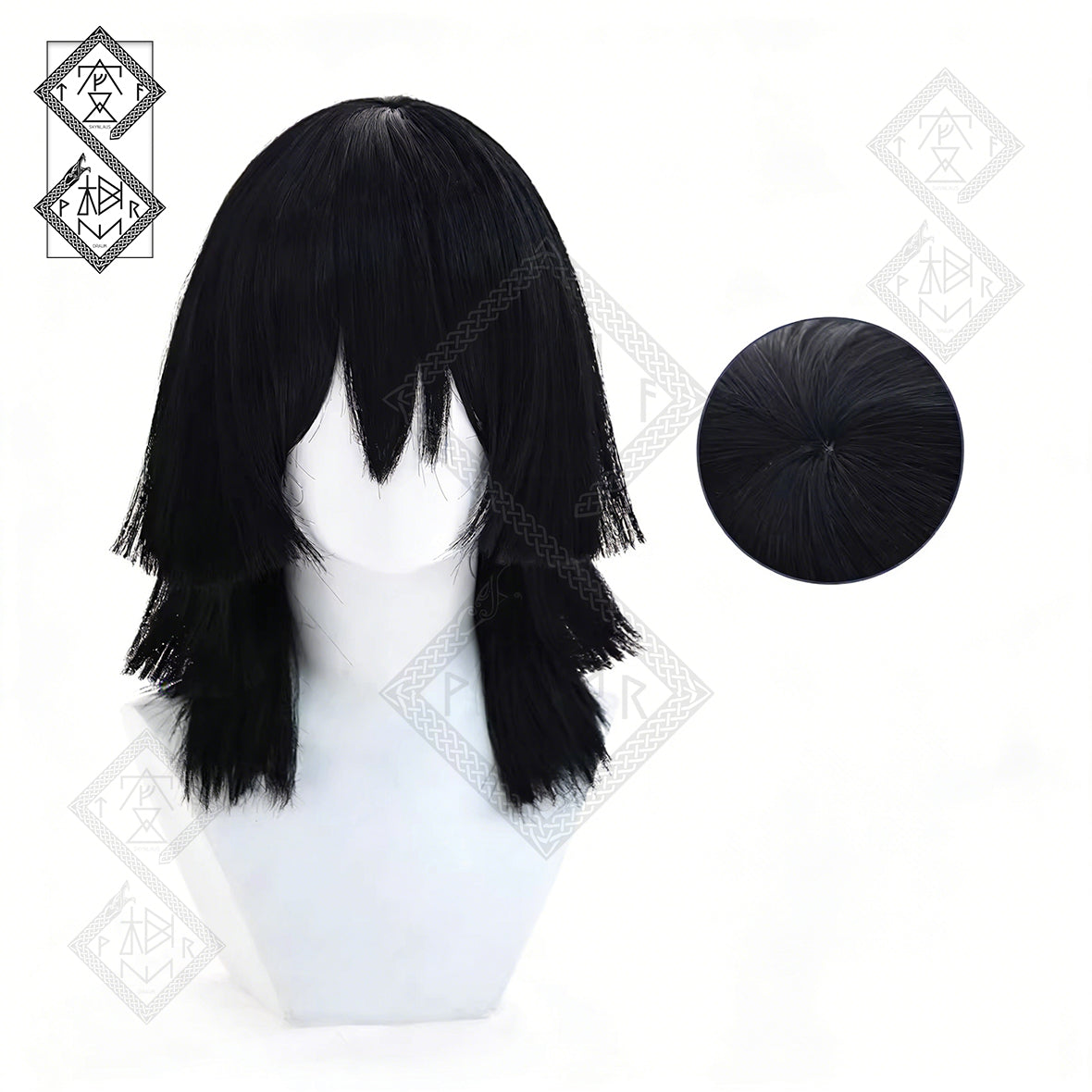 Demon Slayer Obanai Iguro Cosplay Wig | Snake Pillar Anime Wig | Heat Resistant Synthetic Hair(Scalp-Top Wig)