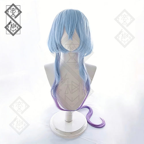 Arknights Mizuki Cosplay Wig Gradient Blue Purple Anime Wig Heat Resistant Synthetic Hair for Costume Party Halloween
