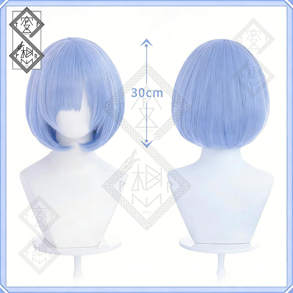 Re Zero Rem Ram Cosplay Wig Blue Pink Long Straight Anime Wig Heat Resistant Costume Hair for Women(Ver.2 Rem)