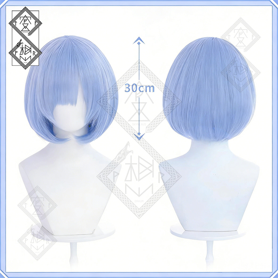 Re Zero Rem Ram Cosplay Wig Blue Pink Long Straight Anime Wig Heat Resistant Costume Hair for Women(Ver.2 Rem)
