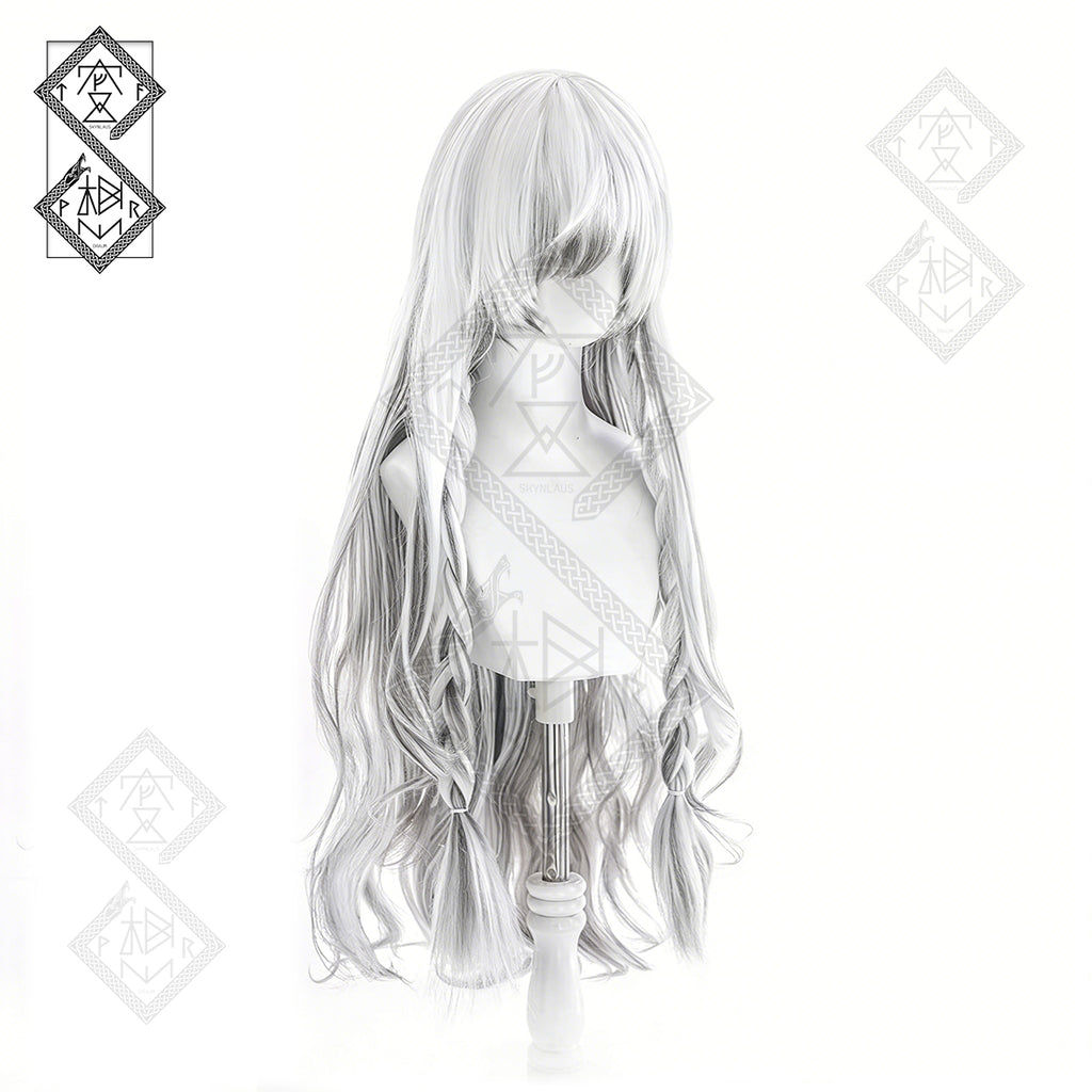 Arknights Pramanix Cosplay Wig Snow Leopard Ears White Long Wig Anime Costume Hair with Fur Ears Set