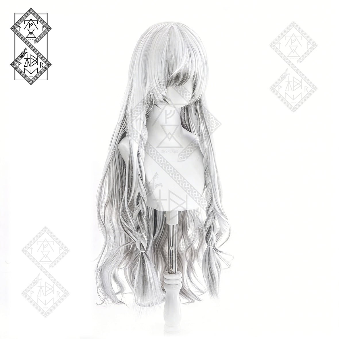 Arknights Pramanix Cosplay Wig Snow Leopard Ears White Long Wig Anime Costume Hair with Fur Ears Set