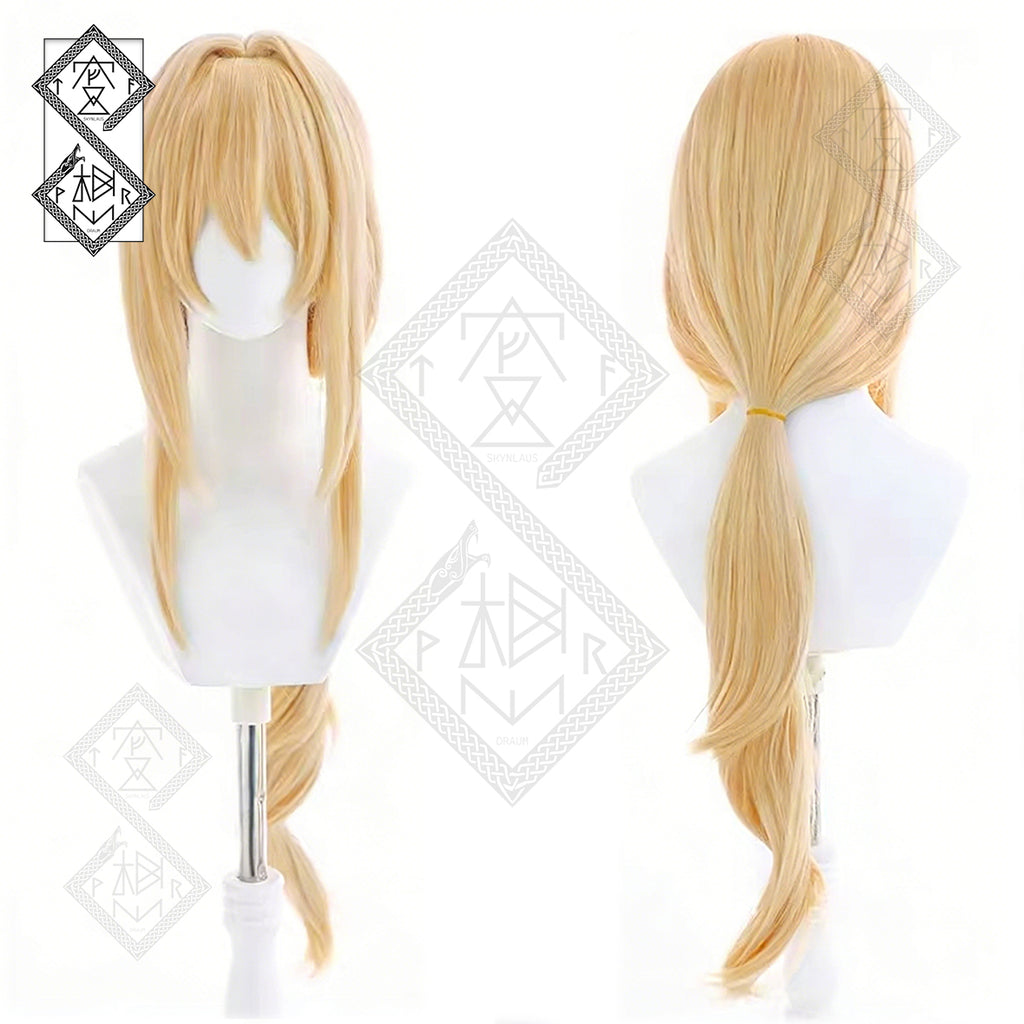 Violet Evergarden Violet Cosplay Wig Blonde Long Straight Anime Wig Heat Resistant Costume Hair for Women(Loose Hair Version)