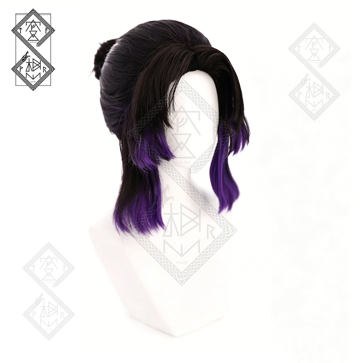 Shinobu Kocho Cosplay Wig Demon Slayer Purple Black Gradient Anime Wig Pre-Styled Bun Heat Resistant Synthetic Hair