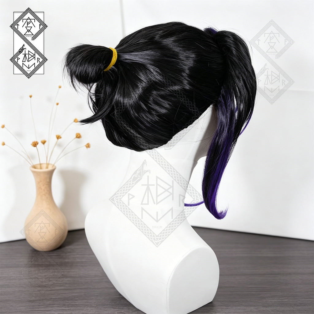 Demon Slayer Shinobu Kocho Cosplay Wig Gradient Purple Anime Costume Wig with Butterfly Hairpin for Halloween Comic Con