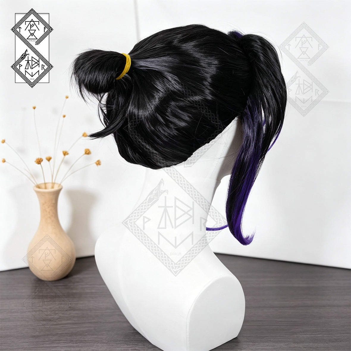 Demon Slayer Shinobu Kocho Cosplay Wig Gradient Purple Anime Costume Wig with Butterfly Hairpin for Halloween Comic Con
