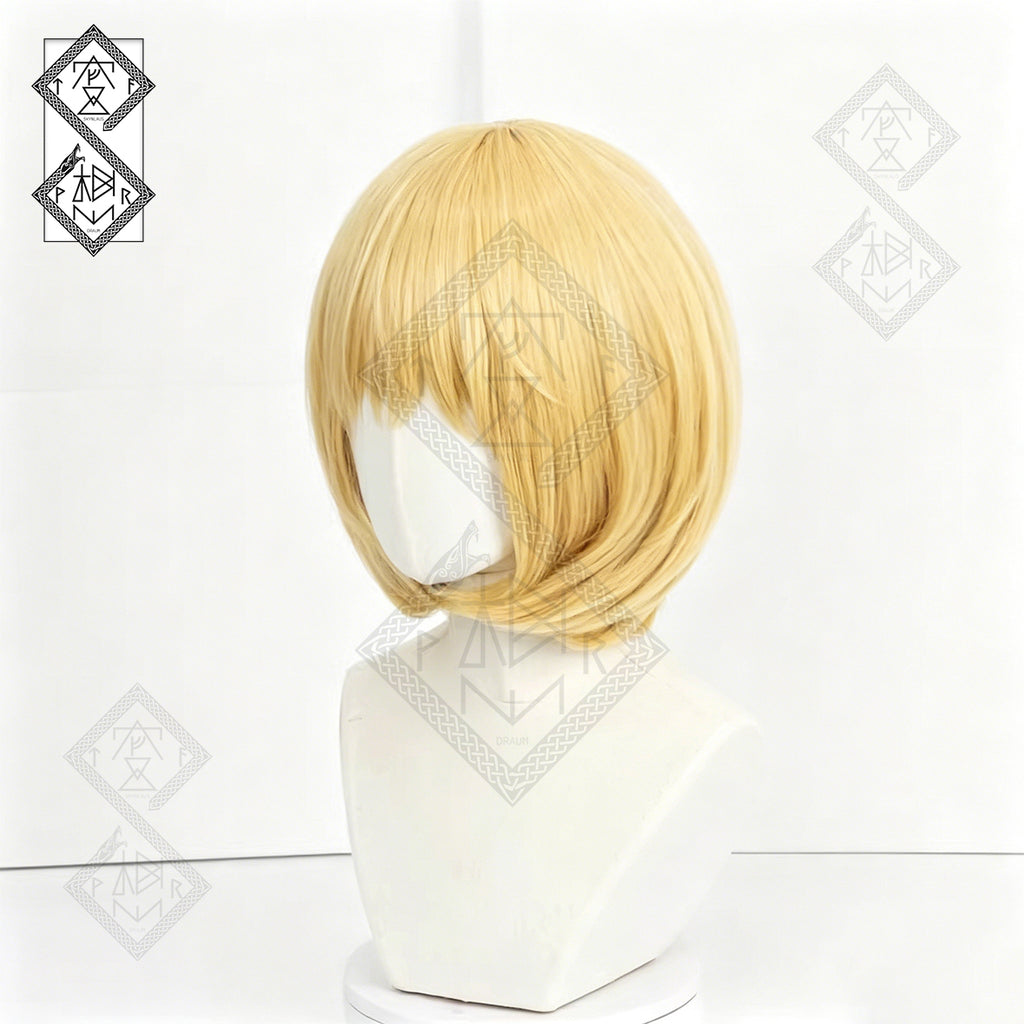 Attack on Titan Armin Arlert Cosplay Wig Short Blonde Anime Wig Heat Resistant Synthetic for Halloween Costume