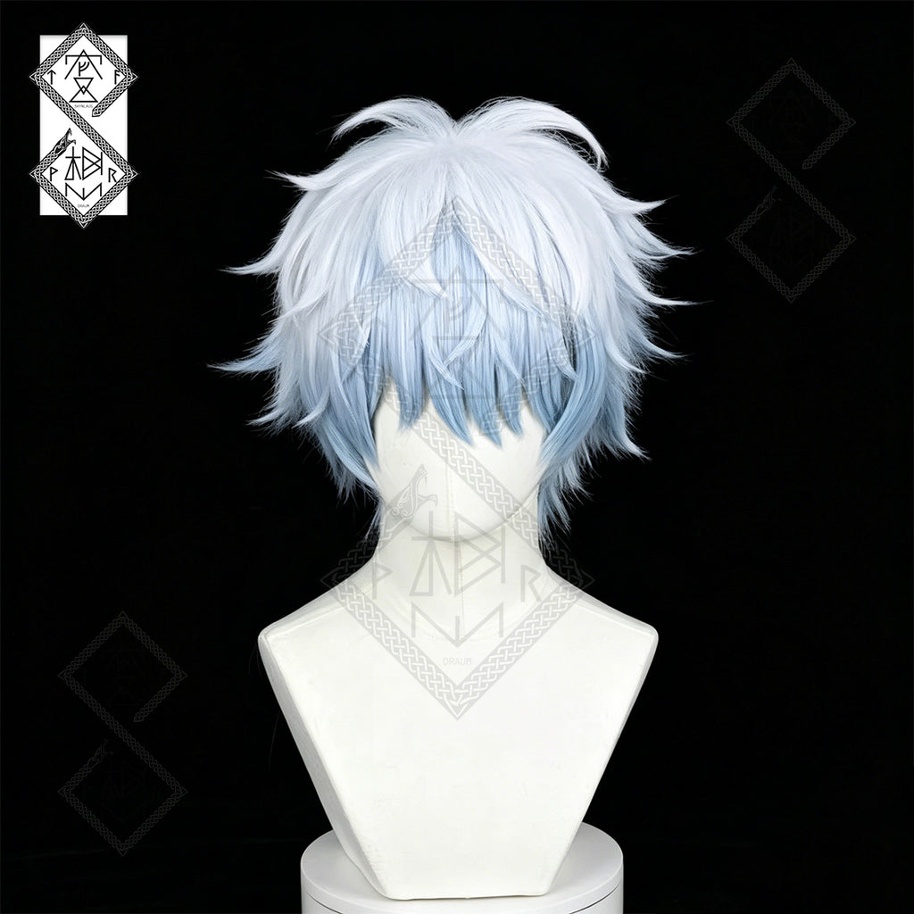 Gintoki Sakata Cosplay Wig White Blue Gradient Anime Wig Heat Resistant Synthetic Hair for Halloween Party Gintama Cosplay
